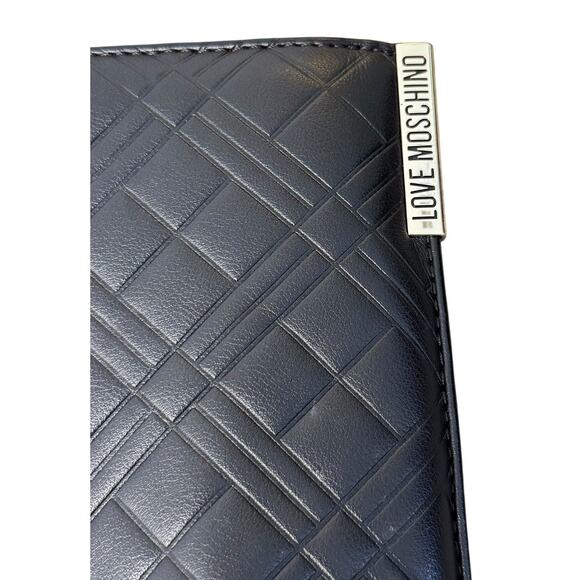 LOVE MOSCHINO Faux Leather Black Quilted Shoulder Purse Tote Bag Double Strap - Picture 4 of 12